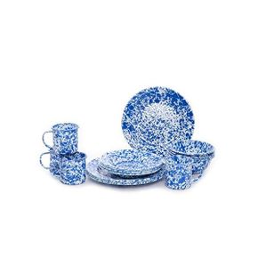 미국 크로우캐년 세트 Enamelware Starter Set 16 piece Blue/White Splatter 1344360