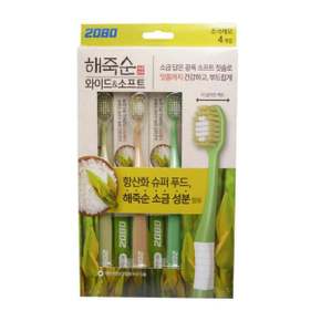 해죽순 소금담은 칫솔 4개입 가족칫솔 초극세모칫솔 극세모칫솔 소금칫솔 해죽순칫솔 미세모칫솔