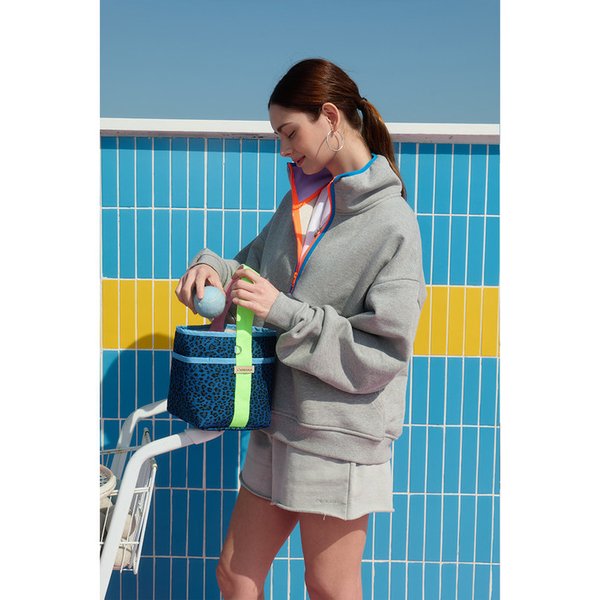 핑크 리버서블 스몰 캔버스 레오파드 토트백