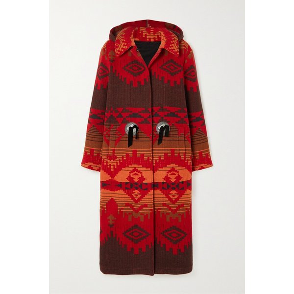 Flick Hooded Metallic Wool-jacquard Coat 레드