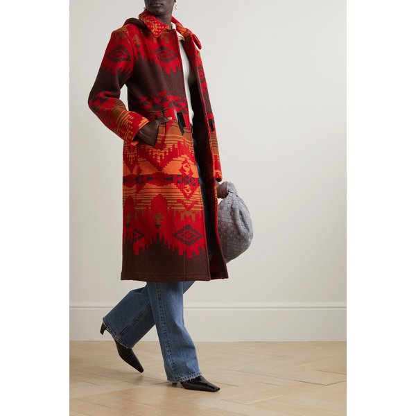 Flick Hooded Metallic Wool-jacquard Coat 레드