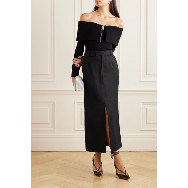 심카이 잘다 울 혼방 트윌 맥시 스커트 블랙 1647597326225384