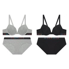 면모달 컬러로고 캐주얼(2종택1)와이어브라+팬티세트(GDWBRA11/PTA11)