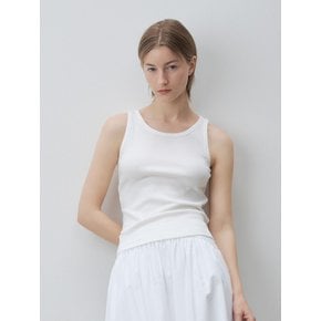 Scoop neck waffle top (White)