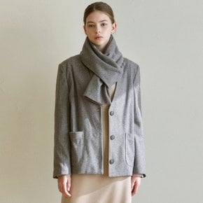 NO COLLAR MUFFLER JACKET_LIGHT BROWN