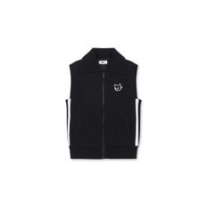 Women Full Zip-up Knit Vest_WWWAW24704BKX