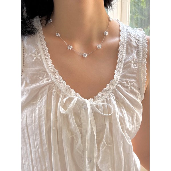 mini floral chain necklace (PEARL)