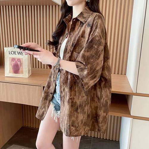 나바바 / NB2643 여성 레트로 빈티지 루즈핏 반팔 셔츠