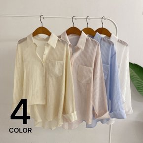 / 나우로 패턴 스트라이프 링클 셔츠 (4color)