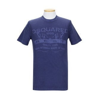 디스퀘어드2 74GC0697 S20694 080/ 남성 로고 프린팅 퍼플 블루 라운드 반팔 티셔츠
