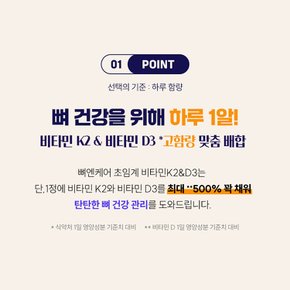 더데이 초임계 비타민K2&D3 칼슘흡수 뼈·관절 건강 종합 영양제 우리가족 뼈엔케어 2박스