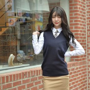 교복몰 보풀방지 네이비 롱 교복조끼 여자 _P343231996
