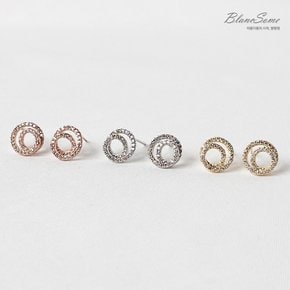 실버925 에디 큐빅 스터드이어링 나선형 서클귀걸이 딱지귀걸이 로즈골드