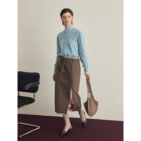 BELTED MIDI SKIRT - BROWN