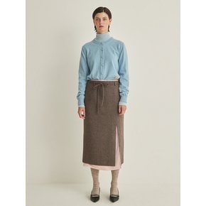 BELTED MIDI SKIRT - BROWN