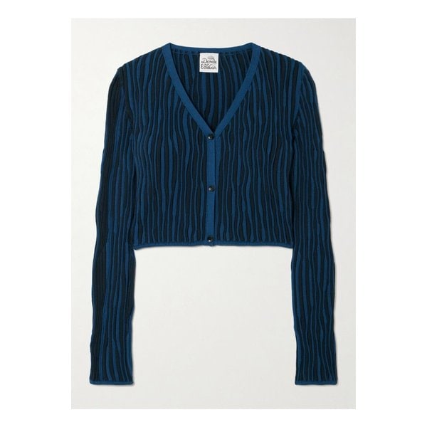 돈데 에스테반 막달레나 크롭 골지 코튼 가디건 블루 46376663162871381