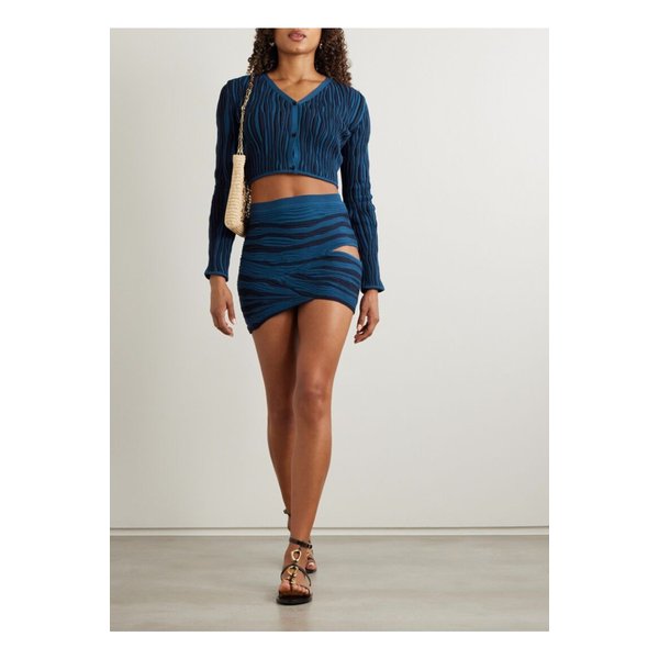 돈데 에스테반 막달레나 크롭 골지 코튼 가디건 블루 46376663162871381