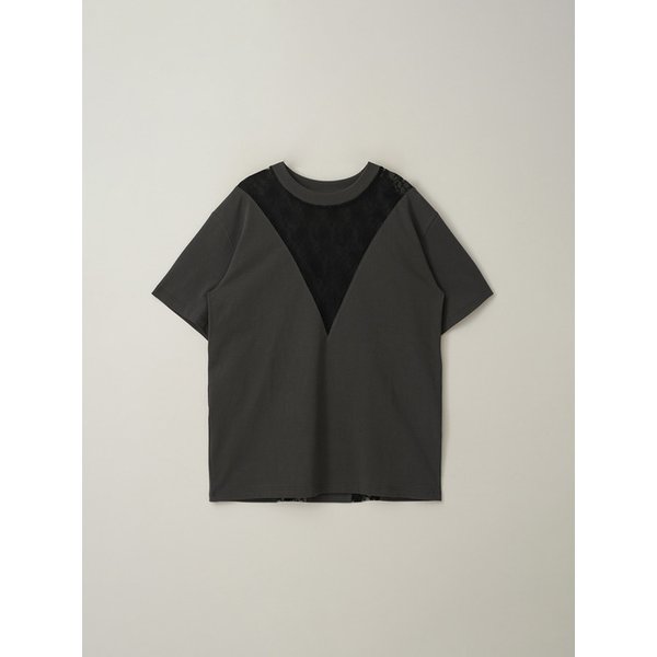 LACE MIX BOXY T-SHIRT DARK GRAY MBESTO004DG