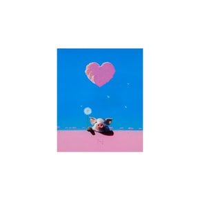 송형노,  Olivia over the wall (pink heartcloud,gradation sky,pink wall)