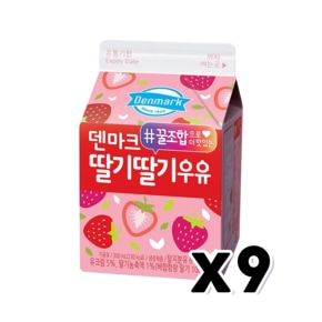 덴마크 딸기딸기우유 팩음료 300ml x 9개