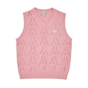 A LOGO PUNCHING KNIT VEST PINK- A로고 펀칭 니트 베스트