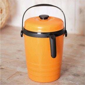 S 매직크린 음식물 쓰레기통 3L 손잡이형 오렌지 악취차단 음식물분리수거통 주방용휴지