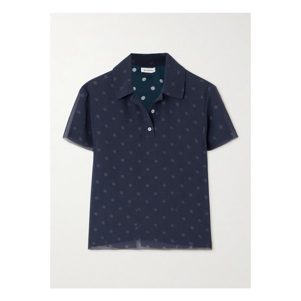 폴카 도트 크레이프 폴로 셔츠 블루 1647597356021484