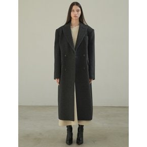 DOUBLE LONG WOOL COAT / CHARCOAL