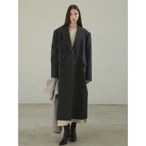 DOUBLE LONG WOOL COAT / CHARCOAL