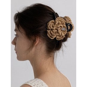 FLOWER CROCHET HAIR CLIP-IVORY/BEIGE