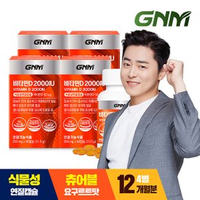 [총 12개월분] GNM 비타민D 2000IU 90캡슐 X 4병 / 요구르트맛 식물성 츄어블 연질캡슐