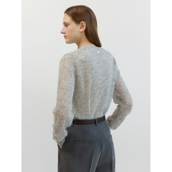 Mohair Henley Neck Knit Light Grey AT5SWF026LE