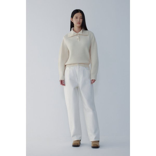 하프 버튼업 리브드 니트 풀오버 7115450Y04106