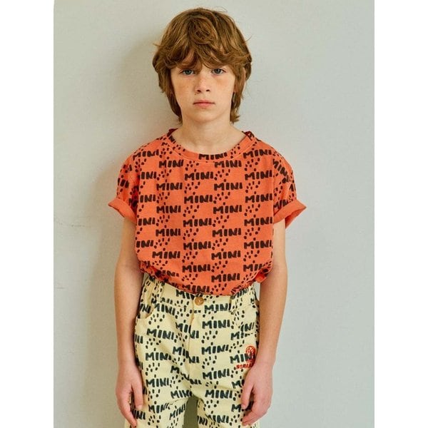 25SS 미니레오파드 올오버 다잉 숏슬리브 티셔츠(ORANGE RED)