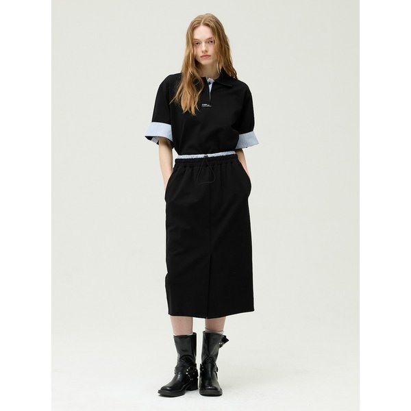 스트라이프 배색 롱스커트 EMQ3WSK130