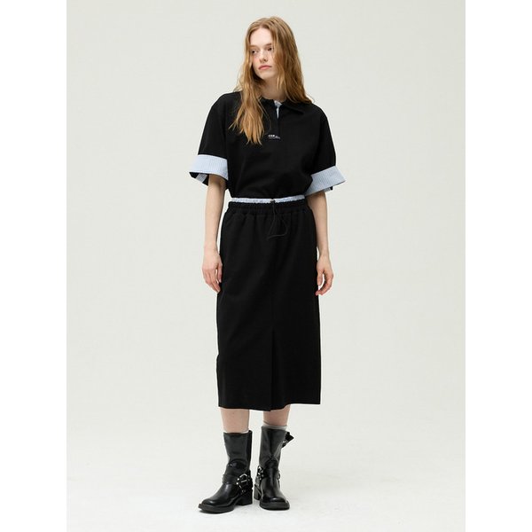 스트라이프 배색 롱스커트 EMQ3WSK130