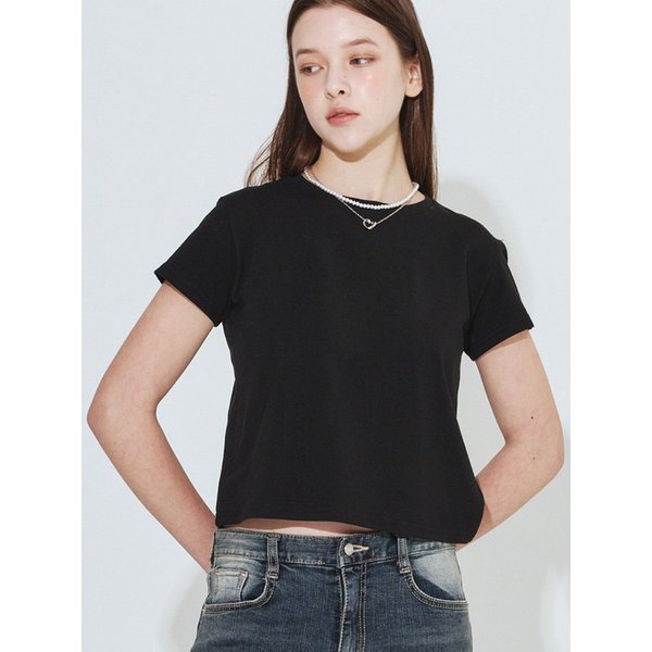 Basic Semi crew neck tee_Black