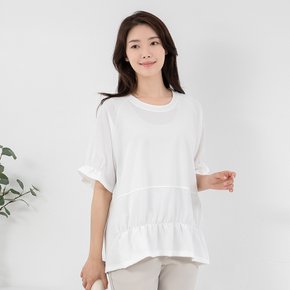 엄마옷 포인트 셔링 라운드 반팔 티셔츠 TS405194 중년여성의류/50대/60대/마담/빅사이즈