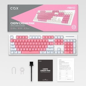  COX 콕스 아이스큐브 LED 광축 게이밍 키보드 CK01V 크림 핑크 벚꽃 리미티드 에디션