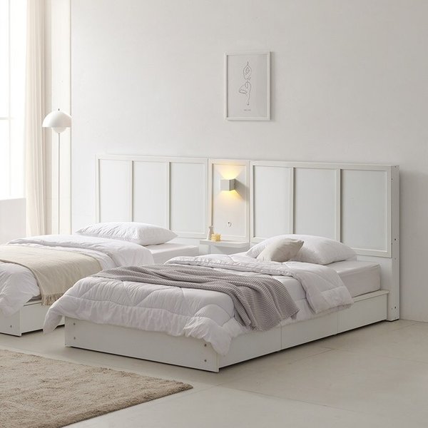 [보루네오]부부침대 호텔트윈 패밀리 침대 SS+SS (조명협탁1개,매트별도) KC847