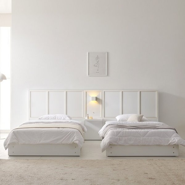 [보루네오]부부침대 호텔트윈 패밀리 침대 SS+SS (조명협탁1개,매트별도) KC847