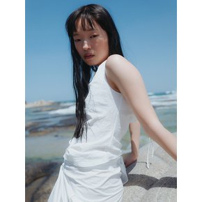 Back Cowl Neck Sleeveless Blouse_White