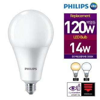 필립스 고효율 LED 램프 벌브 14W 전구색(3000K) / 주광색(6500K) 눈부심 방지 최고등급 인증