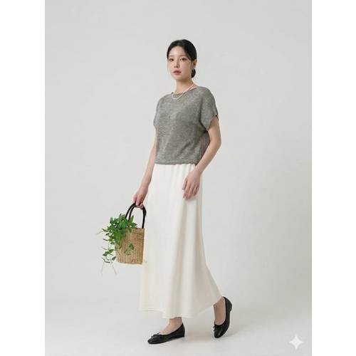인더룸 / 두비(인) 스판 밴딩 플레어 롱 스커트 3color C