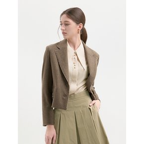 WOOL CROPPED JACKET-LIGHT BROWN