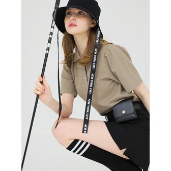 퍼디 라운딩 피케이 슬림 카라티 [카키베이지]