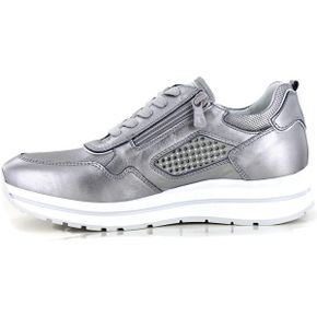 네로지아르디니 스니커즈 운동화 07542 Grigio Scarpe Donna Pelle Traforata Made Italy Zip La