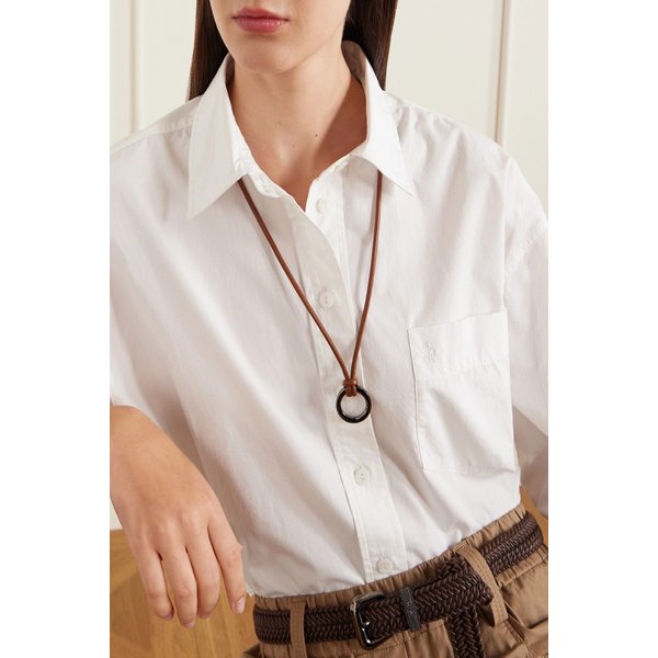 브루넬로쿠치넬리 가죽 및 실버톤 목걸이 토프 46376663163006699