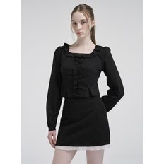 Square Frill Blouse, Black