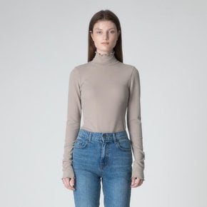 Turtle Neck Solid T-Shirts in Beige VW2AE327-91